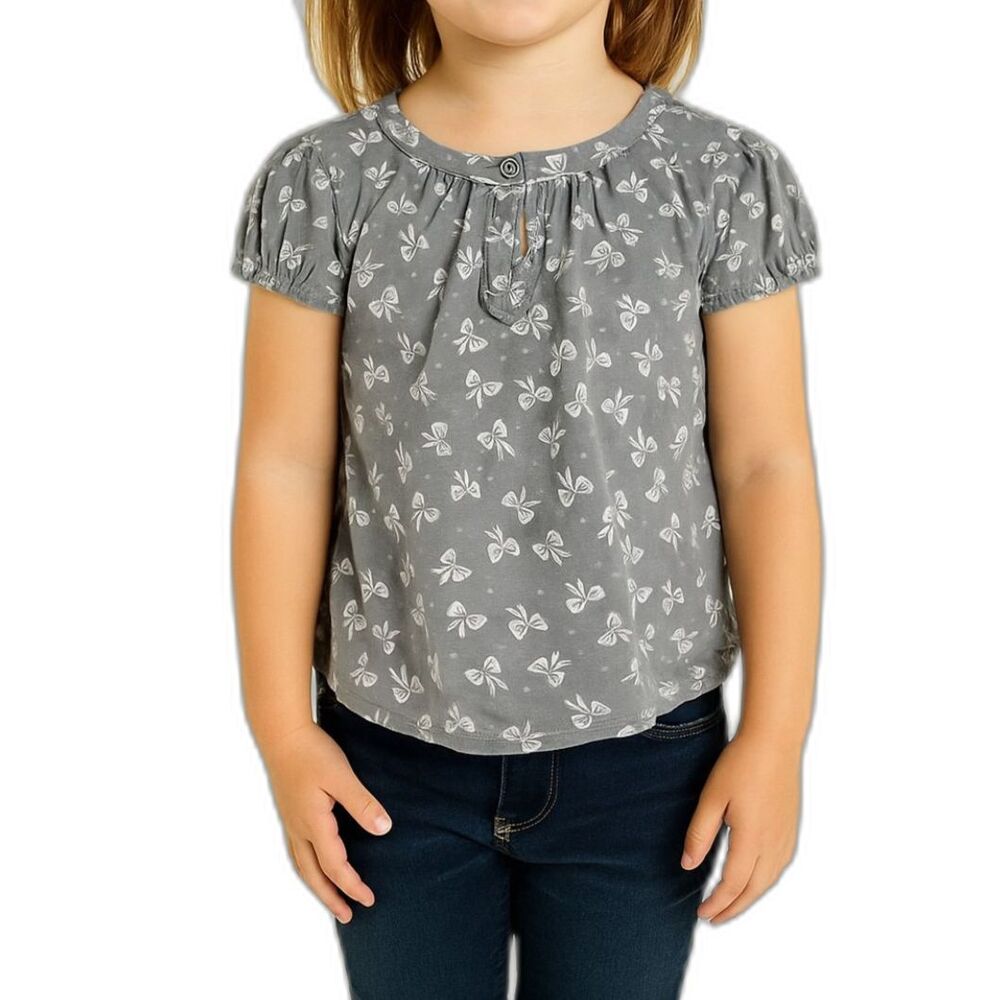 🔥 5 for $30 🔥 Cherokee Girls Gray Bow Print Blouse | Size 5T